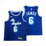 Maglia Los Angeles Lakers LeBron James NO 6 Hardwood Classic 2021-2022 blu